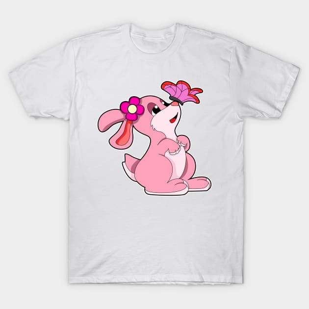 Rabbit with Flower & Butterfly T-Shirt by Markus Schnabel